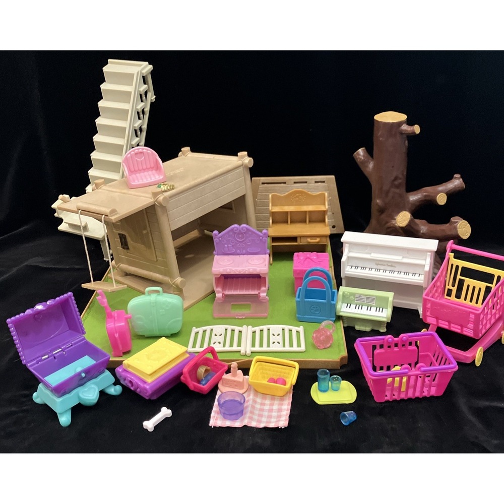 Sylvanian Families Hasbro Vintage Doll Tree House Furniture Piano Picnic Lot